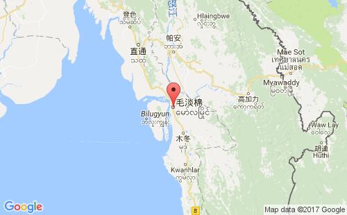 缅甸港口毛淡棉moulmein港口地图