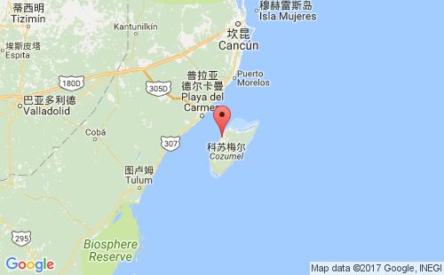 墨西哥港口科苏梅尔岛cozumel island港口地图
