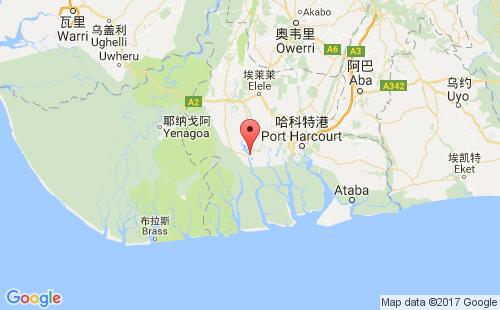 尼日利亚港口代盖马degema港口地图