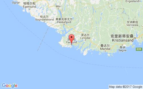 挪威港口法尔松德farsund港口地图