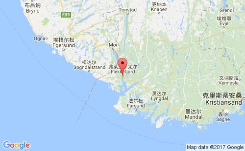 挪威港口弗莱克菲尤尔flekkefjord港口地图