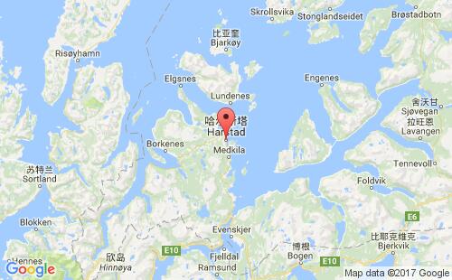 挪威港口哈尔斯塔harstad港口地图