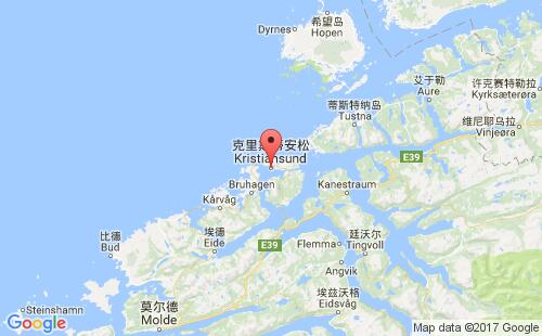 克里斯蒂安松港口地图
