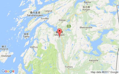 挪威港口莫舍恩mosjoen港口地图