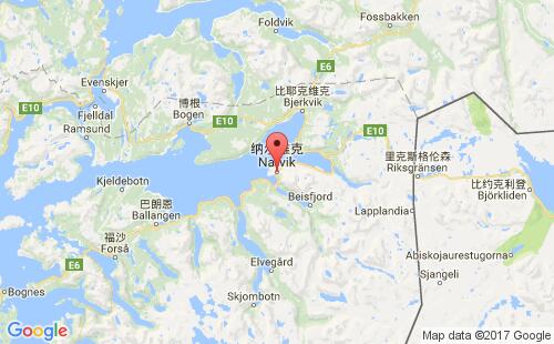 挪威港口纳尔维克narvik港口地图