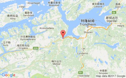 挪威港口奥康厄尔orkanger港口地图