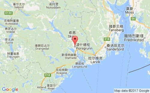 挪威港口波斯格伦porsgrunn港口地图