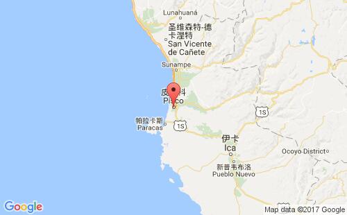 秘鲁港口皮斯科pisco港口地图