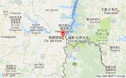 巴拉圭港口埃斯特城ciudad del este港口地图