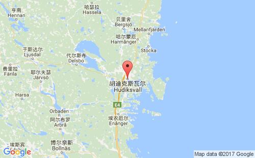 瑞典港口胡迪克斯瓦尔hudiksvall港口地图