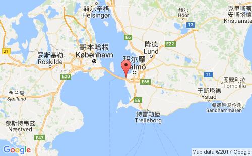 瑞典港口利姆港limhamn港口地图
