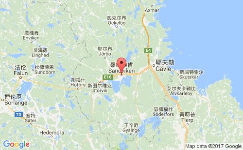 瑞典港口桑德维肯sandviken港口地图