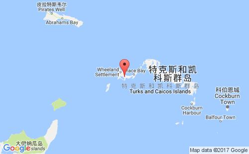 特克斯和凯科斯群岛港口普罗伏provo港口地图