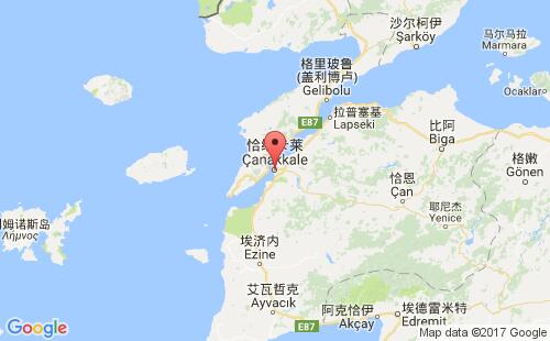 恰纳卡莱港口地图