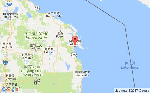 美国港口阿尔皮纳alpena港口地图