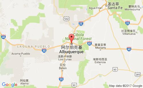 美国港口阿尔伯克基albuquerque,nm港口地图