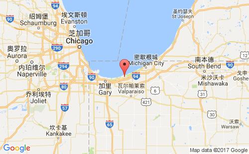 美国港口伯恩斯港burns harbour港口地图