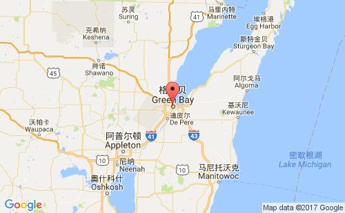 美国港口格林贝green bay港口地图