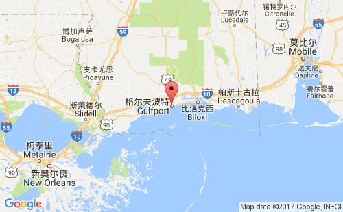 美国港口格尔夫波特gulfport港口地图