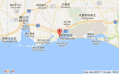美国港口彭萨科拉pensacola,fl港口地图